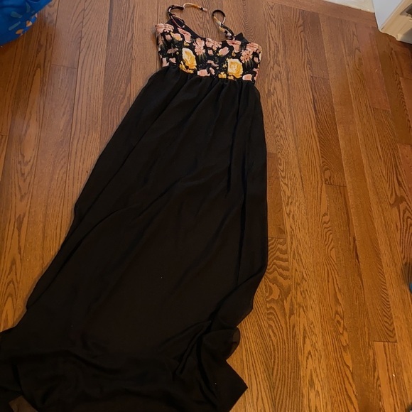 New look floral black sheer bottom sleeveless maxi  dress Sz S - Picture 13 of 14